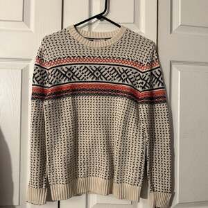 Merona Men's Nordic Fair Isle Pullover Sweater Ivory Blue Red